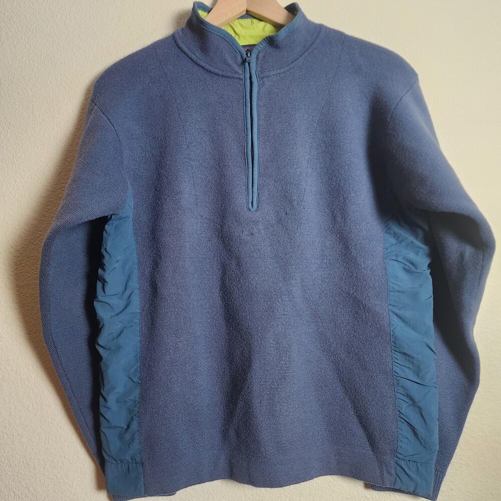 Vintage Patagonia Sweater Mens Medium Blue Wool Half Zip Pullover Hong Kong 90s